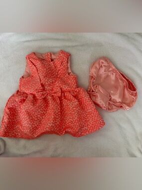 Cat & Jack Coral Satin Infant Dress with Matching Bonnet